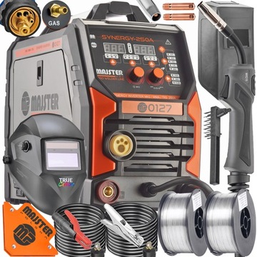Spawarka INWERTEROWA MIG FLUX MMA TIG migomat SYNERGIA 250A Pro DRUT MASKA