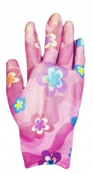 10x RĘKAWICZKI OGRODOWE RĘKAWICE DAMSKIE W KWIATKI KOLOROWE DO OGRODU 8-M