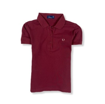 Fred Perry Polo Damskie Klasyczne Bordowe Unikat Logo 42 S M