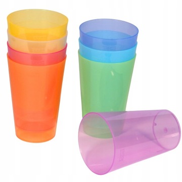 Kubki kubeczki wielorazowe transparentne 6x300 ml mix kolorów Weekend Sagad