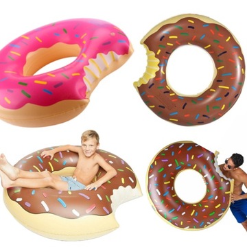 DUŻE DMUCHANE KOŁO MATERAC DONUT XL DO WODY 90 CM