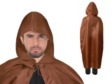 PELERYNA Z KAPTUREM DŁUGA KOSTIUM BRĄZOWA 132cm
