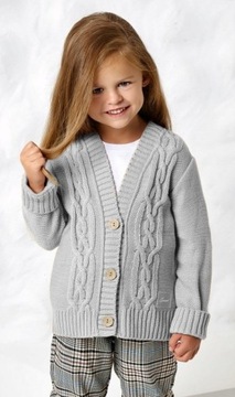 Sweter blezer kardigan gruby wzór rozm_104 popiel