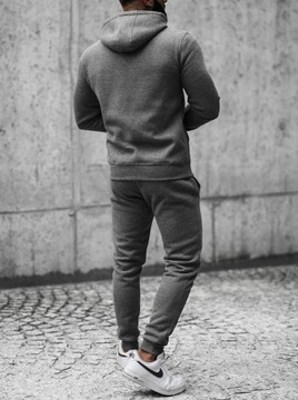 KOMPLET MĘSKI DRESOWY CIEMNOSZARY DRES Z KAPTUREM I ZAPINANY NA ZAMEK L