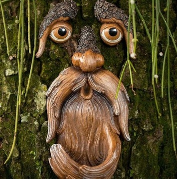 САДОВЫЕ УКРАШЕНИЯ, ДЕРЕВЯННЫЕ ЭЛЬФЫ, ДЕРЕВО ЛИЦО