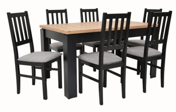 6x drewniane krzesło SZCZEBELKI velvet ROZKŁADANY stół dąb artisan 140/180