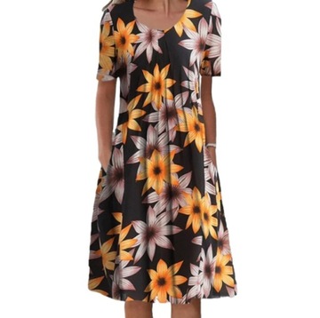 LETNIA SUKIENKA DAMSKA MAXI ELEGANCKA VINTAGE WZORY DŁUGA SUKNIA ZIELONY