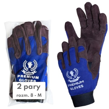 Rękawice robocze PREMIUM GLOVES, montażowe skórzane 3Kamido 2 pary 8 M