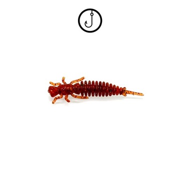 LARWA WAŻKI 4cm SLIM | OKONIOWY HIT! | 5szt | 3A RED AMBER