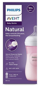 AVENT Butelka Natural Response SCY903/11 260 ml różowa 1m+ do mleka