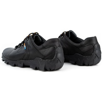 Skórzane buty męskie trekkingowe sznurowane POLSKIE 214GT czarne 45