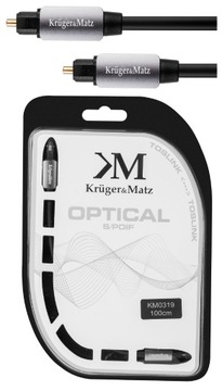 OPTYCZNY KABEL PRZEWÓD AUDIO CYFROWY COAXIAL TOSLINK KRUGER&MATZ 1M 100CM