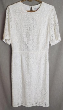 H&M sukienka letnia elegancka koronkowa biała r 40