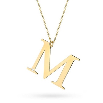 Naszyjnik złoty literka M z brylantem