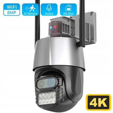 KAMERA Z SYRENA BEZPRZEWODOWA ZEWNĘTRZNA WIFI 8MP