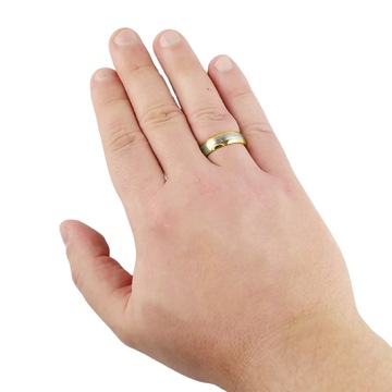 КО12 ЗОЛОТО-СЕРЕБРЯНОЕ ОБРУЧАЛЬНОЕ КОЛЬЦО СТАЛЬ 316L 1ШТ.