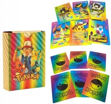 KARTY POKEMON TĘCZOWE ZŁOTE 55 SZT KOLEKCJONERSKIE
