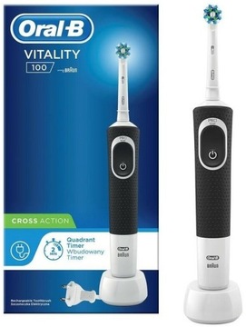 ORAL-B VITALITY 100 CROSS ACTION SZCZOTECZKA OBROTOWA ŁADOWARKA TIMER BLACK