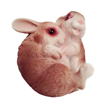 -Resin Rabbit Bunny Figurine Statue Terrace Figurine Outdoor Hug _Brown