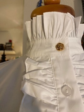 BIAŁA KOSZULA KOŁNIERZ POD SWETEREK Z ŻABOTEM