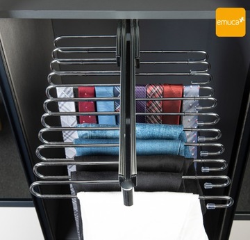 Вешалка для брюк двойная выдвижная для гардероба, Хром EMUCA