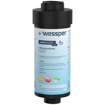 Filtr do prysznica pod prysznic zmiękczający wodę wkład Wessper Czarny