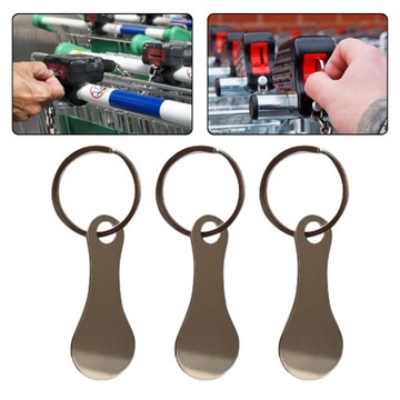 Zakupy Wózek Żetony Breloki 3 Sztuki