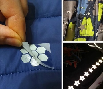 ТЕРМОсветоотражающая НАКЛЕЙКА 12 x ЛИСТ 3,3см x 2,2см