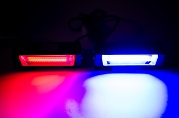 LAMPA STROBOSKOP NIEBIESKO - CZERWONY W ATRAPĘ POLICYJNY LED 12V 24V zestaw