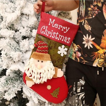 РОЖДЕСТВЕНСКИЕ НОСКИ ПОДАРКИ САНТА 3D XXL 48см