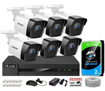HIKVISION monitoring zewnętrzny 6 Kamer 4Mpx 2TB