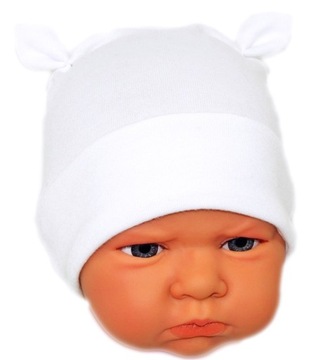 CZAPKA NIEMOWLĘCA NIEWIĄZANA r.38-40cm BIAŁA