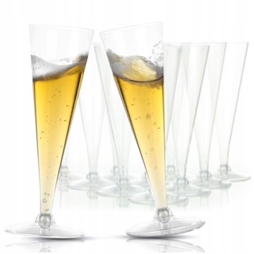 Пластиковые бокалы для шампанского, бесцветные, 10 шт., МНОГОРАЗОВЫЕ, на подставке.