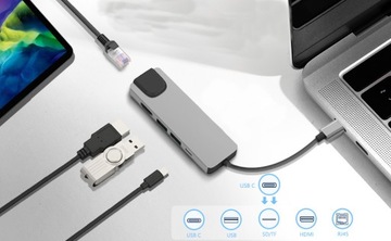 АДАПТЕР СЕТЕВАЯ КАРТА АДАПТЕР-концентратор USB USB-C HDMI RJ45 LAN ETHERNET