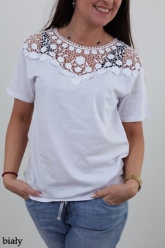 БЛУЗКА ВЫРЕЗ КРУЖЕВНО ГИПЮР ЦВЕТА *L/XL