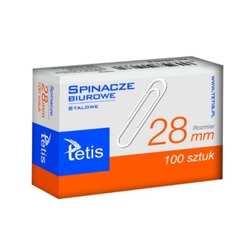 SPINACZE BIUROWE TETIS 28mm Okrągłe 100 Sztuk