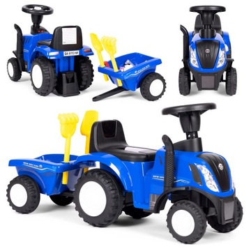 Jeździk traktor New Holland z przyczepką dla dzieci interaktywna kierownica