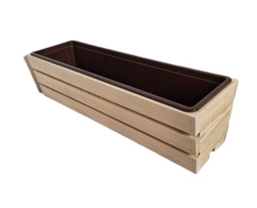 ДЕРЕВЯННАЯ БАЛКОННАЯ ЦВЕТОЧНАЯ КОРОБКА СО ВСТАВКОЙ, 80 СМ