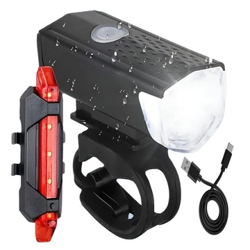 2x Lampka Rowerowa LED Przód Tył Akumulatorowa Zestaw Lampek do Roweru USB