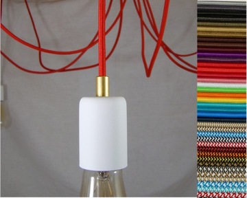 Oprawka do żarówki biała mat ze złotem e27