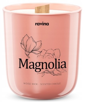 Świeca sojowa o zapachu MAGNOLIA drewniany knot