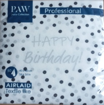 Serwetki Flizelinowe 40x40 50szt.Happy Birthday