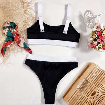 Бикини два -розычные купальники широкие ремни высокие трусики / с / с