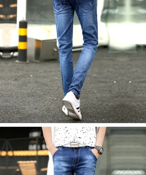 Men's Jeans Casual Pants Denim Elastic Slim Thin F
