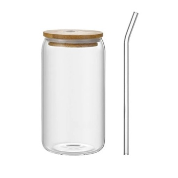 Leeseph Coffee Mug Glass Cup With Lid and Straw Transparent Coffee Tea