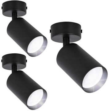 3x Lampa sufitowa kinkiet SPOT oprawa halogenowa ŚCIENNA zestaw czarna tuba