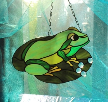 Витражная лягушка Тиффани символ счастья, подарок