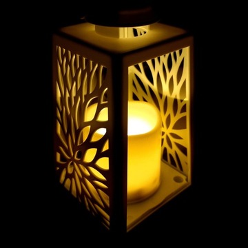 АЖУРНЫЙ ФОНАРЬ СО СВЕЧОЙ СВЕТОДИОДНОЙ, БЕЛАЯ НА АККУМУЛЯТОРНОЙ ВСТАВКЕ