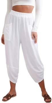 SPODNIE TULIPANY ALLADYNKI Z KIESZENIAMI SZARAWARY SZEROKIE PUMPY BAGGY U