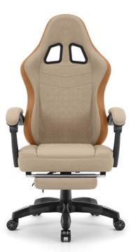 FOTEL GAMINGOWY Biurowy Hell's Chair HC- 1015 Beżowy z podnóżkiem